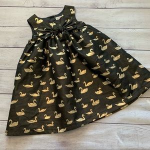 Cat & Jack Gold Swan Holiday Dress Size 5T